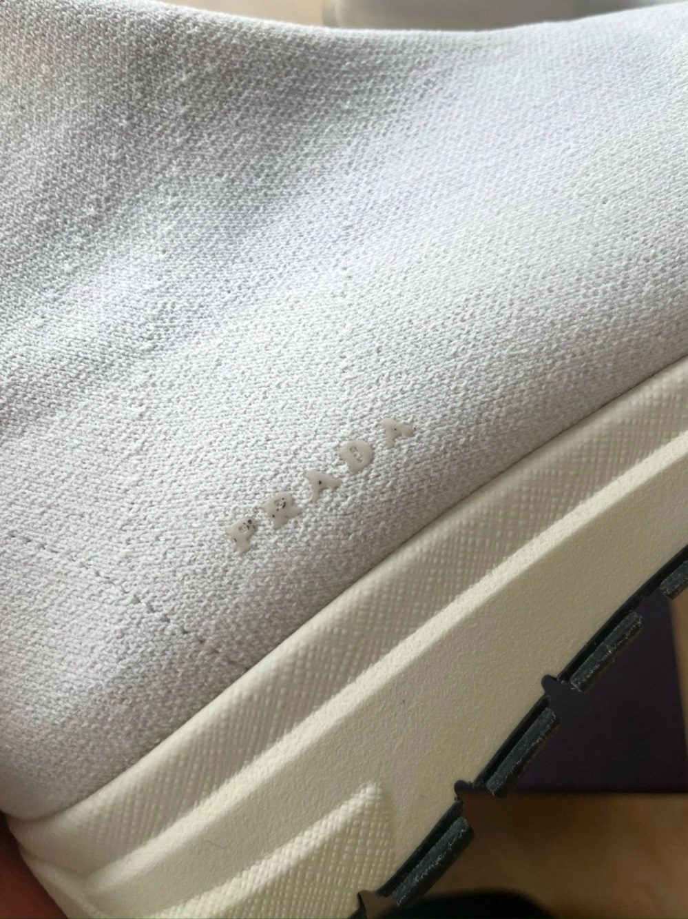 Prada White Knit Sock Trainer Boots - Picture 5 of 5